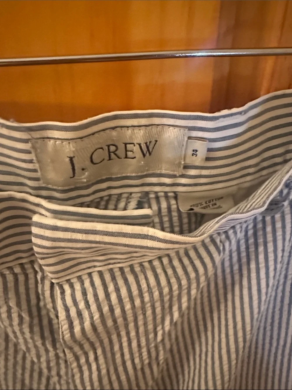 J. Crew Navy and White Striped Seersucker Shorts